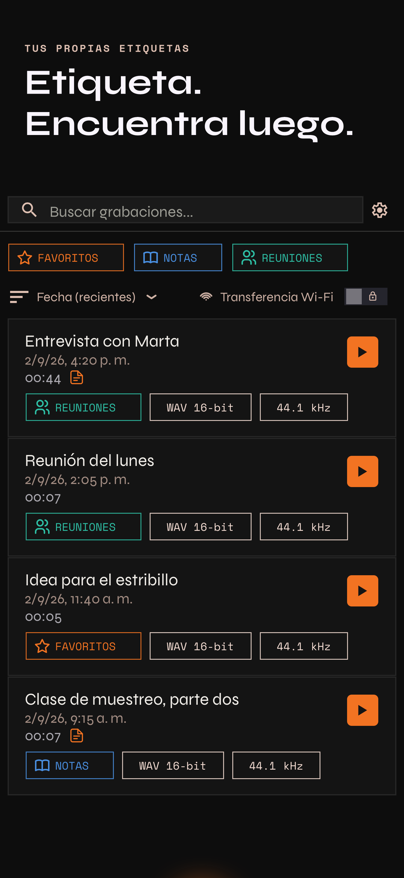 Etiquetar una grabación para encontrarla después