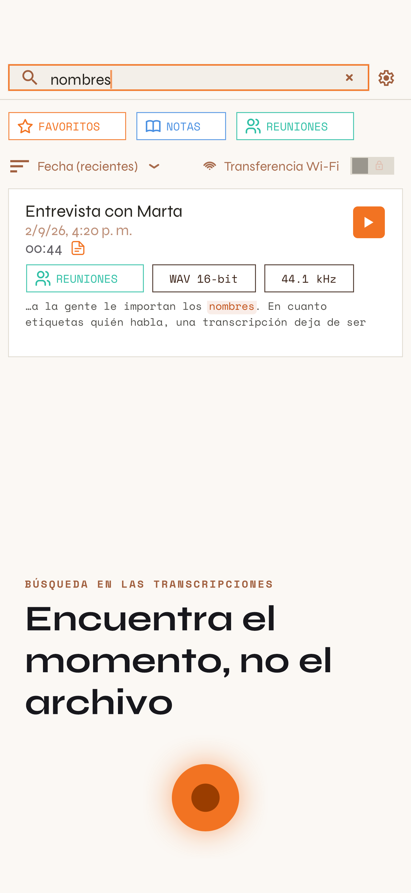 Buscar dentro de todas las transcripciones