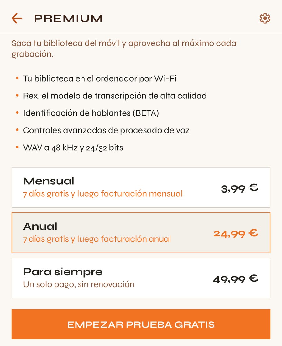 Pantalla de Premium con lo que incluye y los planes