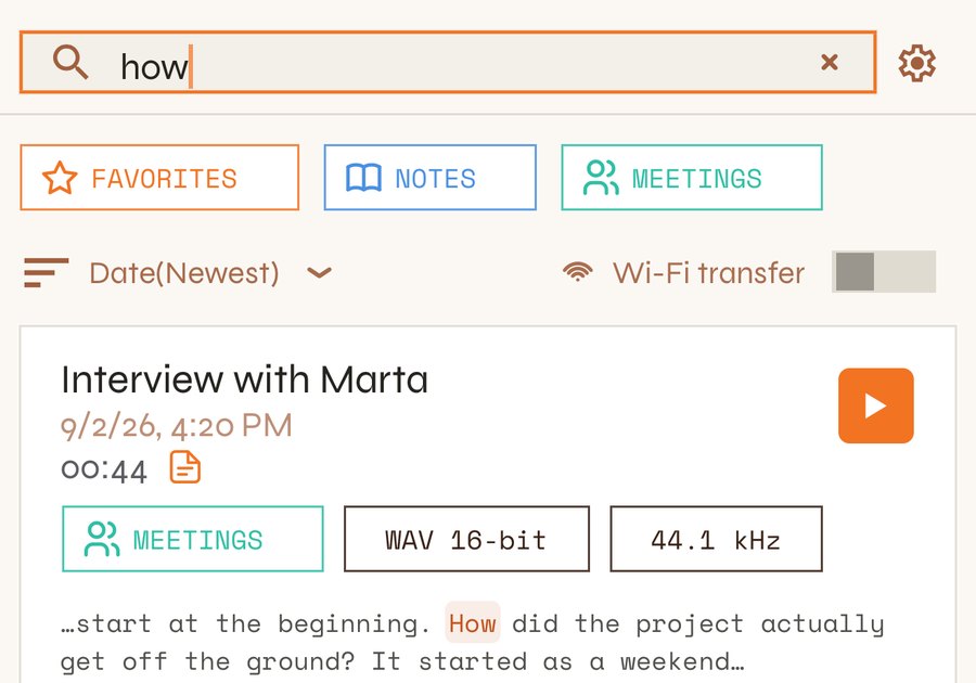 Search finding a word inside a transcript