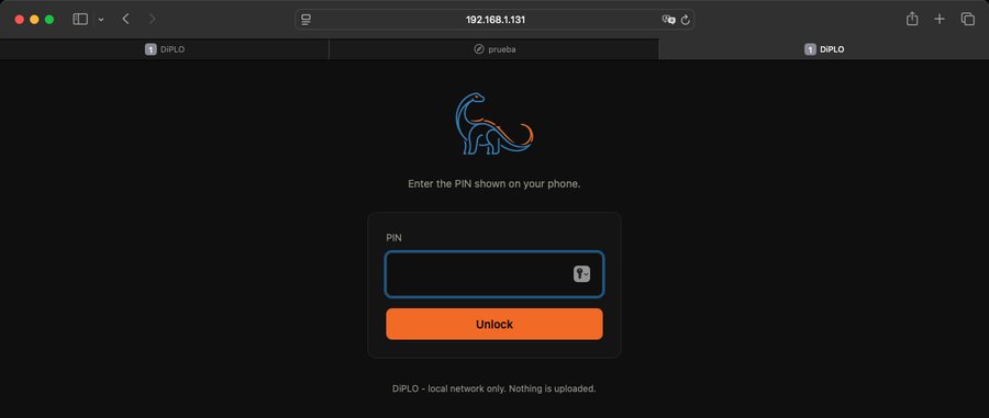 The computer's browser asking for the PIN