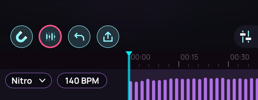 El botón Beat Lock, junto al imán, encima de la línea de tiempo