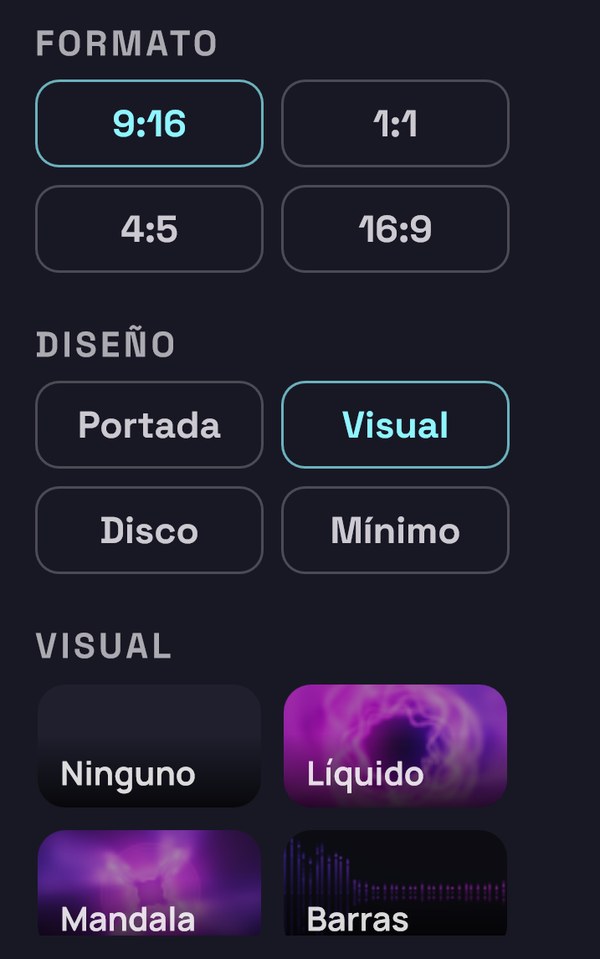 Formato, Diseño y Visual en el panel de video