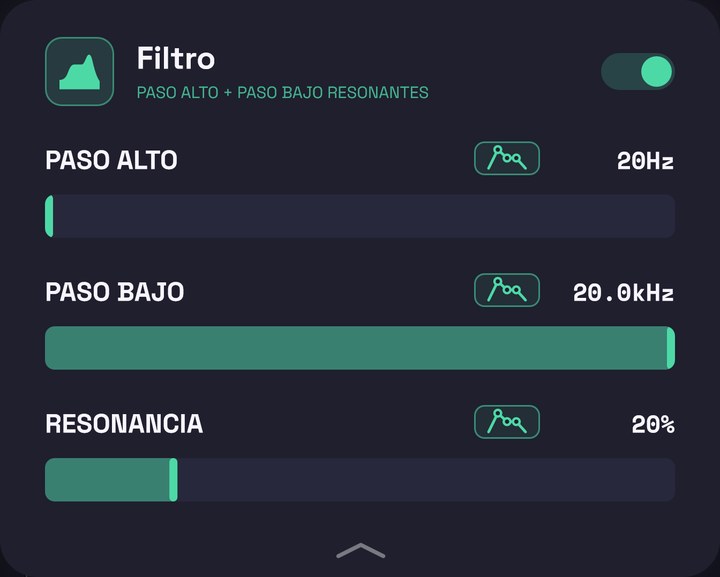 Panel del filtro