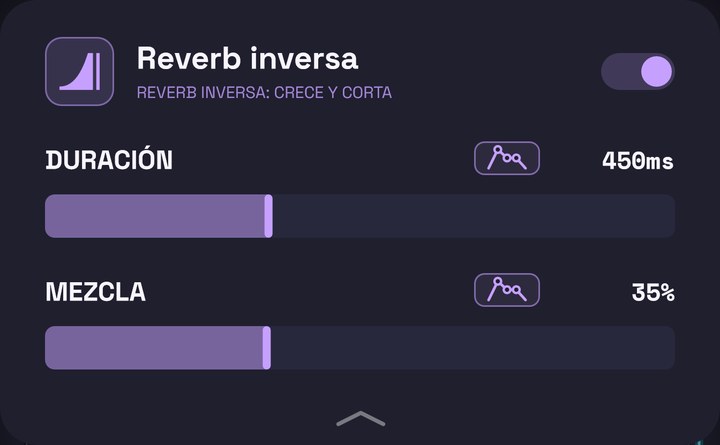 Panel de la reverb inversa