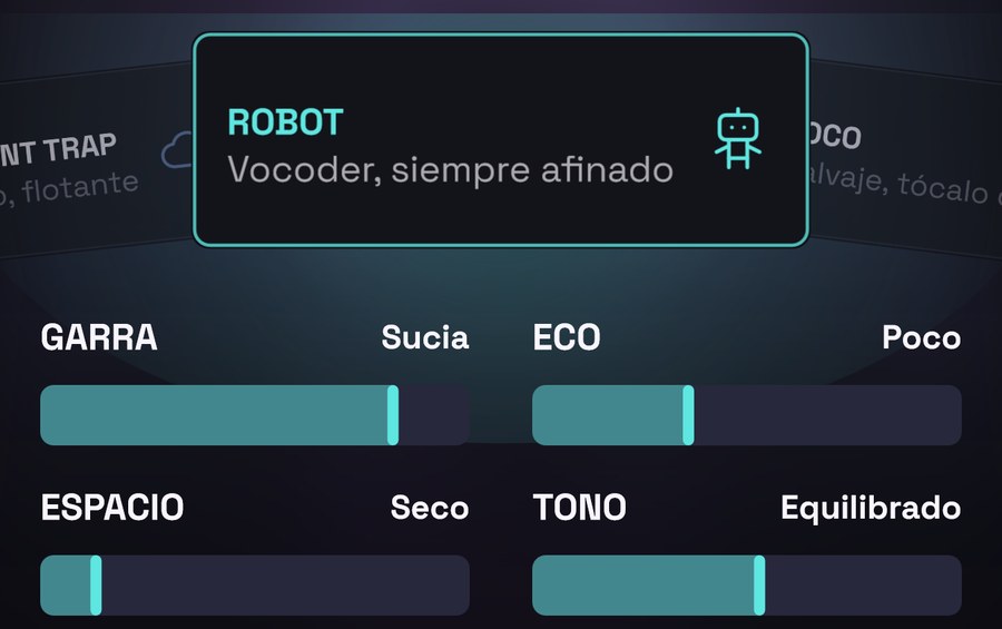 ROBOT con sus controles: Garra, Eco, Espacio y Tono