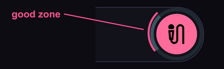 The record button with the ring and its good zone marked