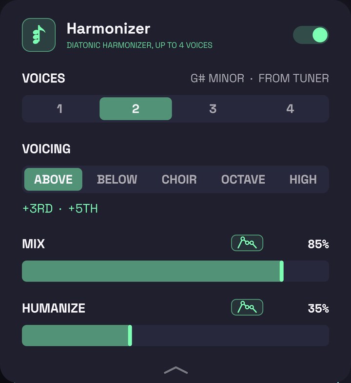 The harmonizer's panel