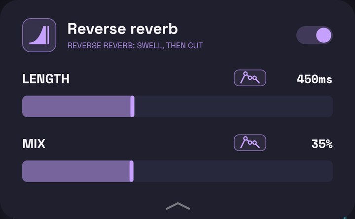 The reverse reverb's panel