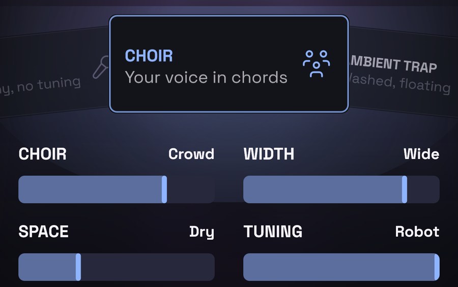 CHOIR with its controls: Choir, Width, Space and Tuning