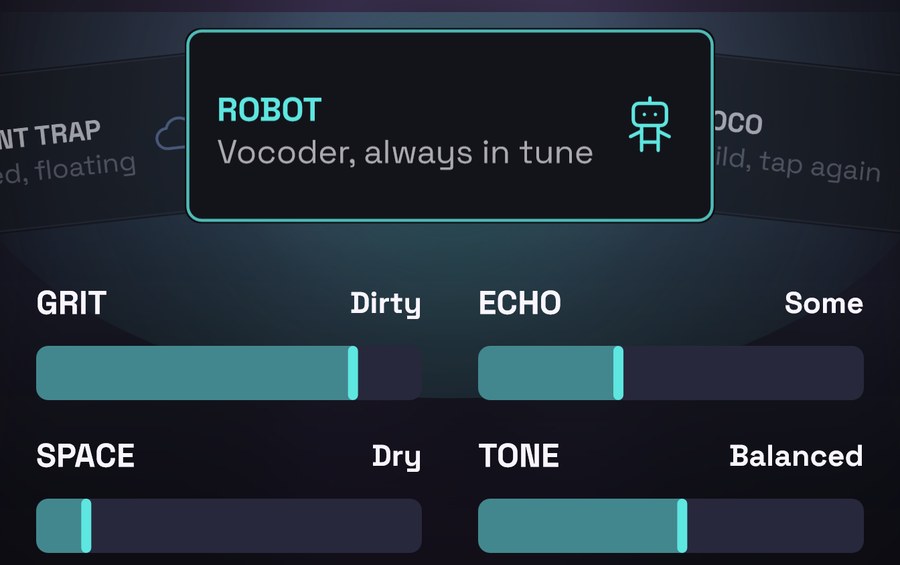 ROBOT with its controls: Grit, Echo, Space and Tone