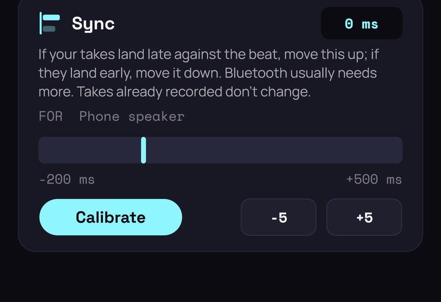 The Sync card in Settings → Recording